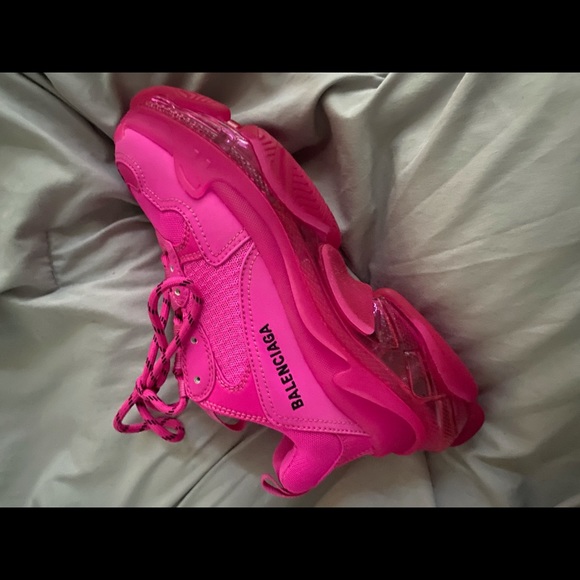 Hot pink Balenciaga triple S clear sole chunky Sneakers worn 2 times size 39 - Picture 4 of 12